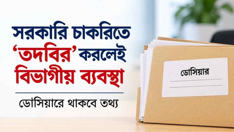 সরকারি চাকরিতে ‘তদবির’ করলেই বিভাগীয় ব্যবস্থা, ডোসিয়ারে থাকবে তথ্য